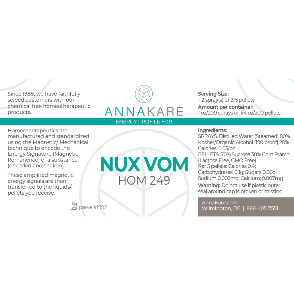 Nux Vom - HOM 249 - HomeopathyStore.com