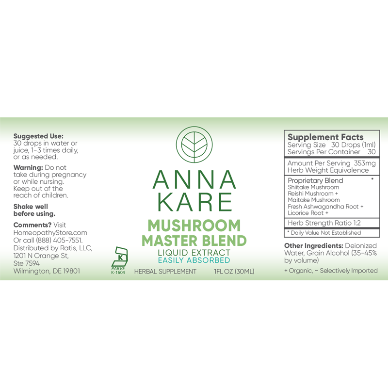 Mushroom Master Blend Liquid Extract with Ashwagandha - HomeopathyStore.com