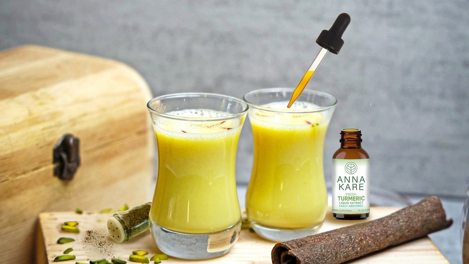 AnnaKare Fresh Turmeric Liquid Extract is being added to golden milk for immune support